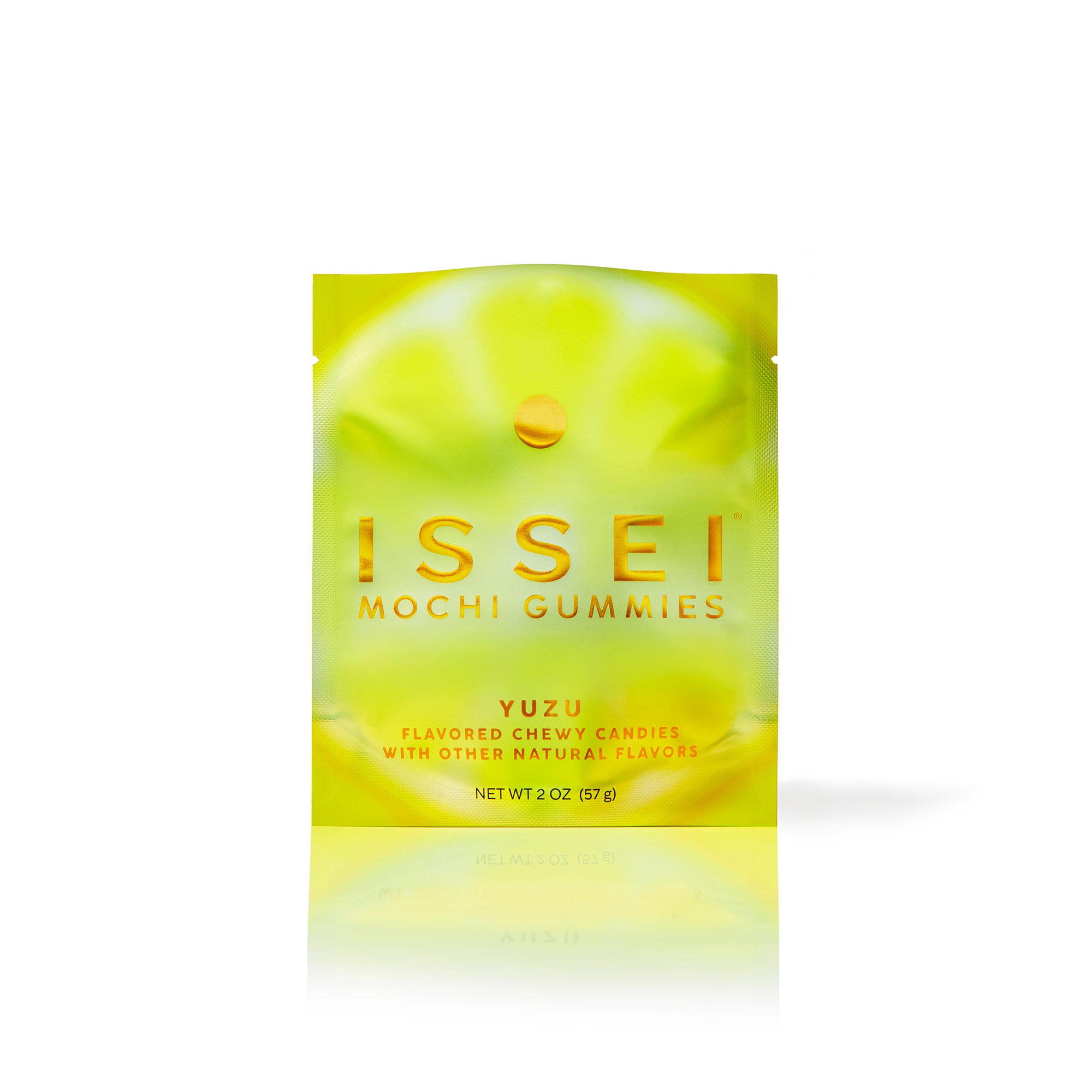 Yellow 2 oz package of ISSEI Mochi Gummies Yuzu