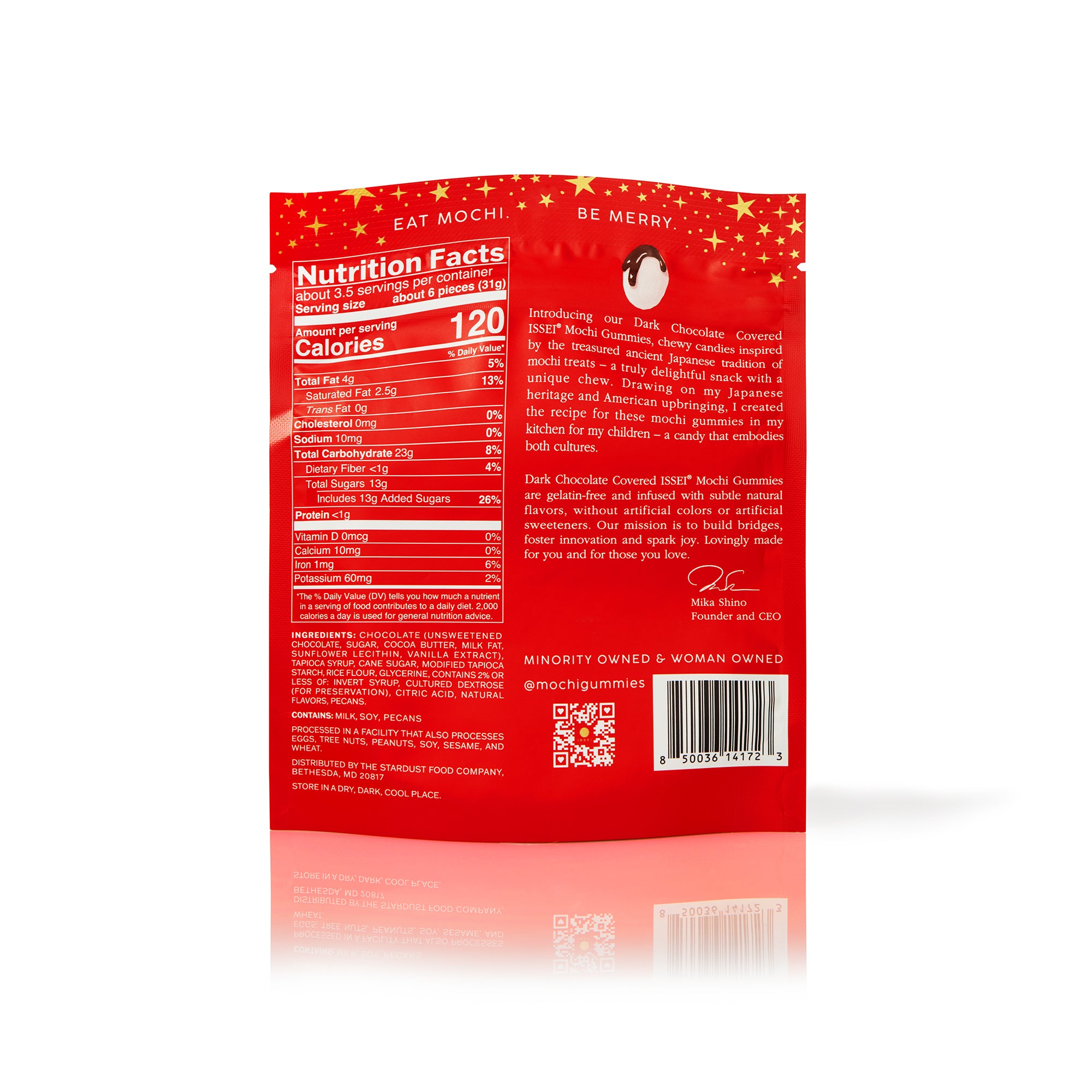 Red package with nutrition facts label on a white background