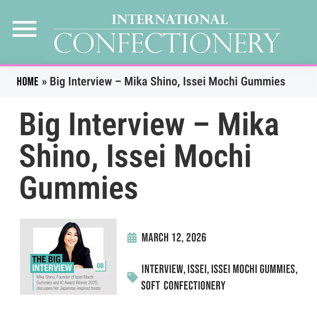 Web article about Mika Shino of Issei Mochi Gummies with a date and category label.