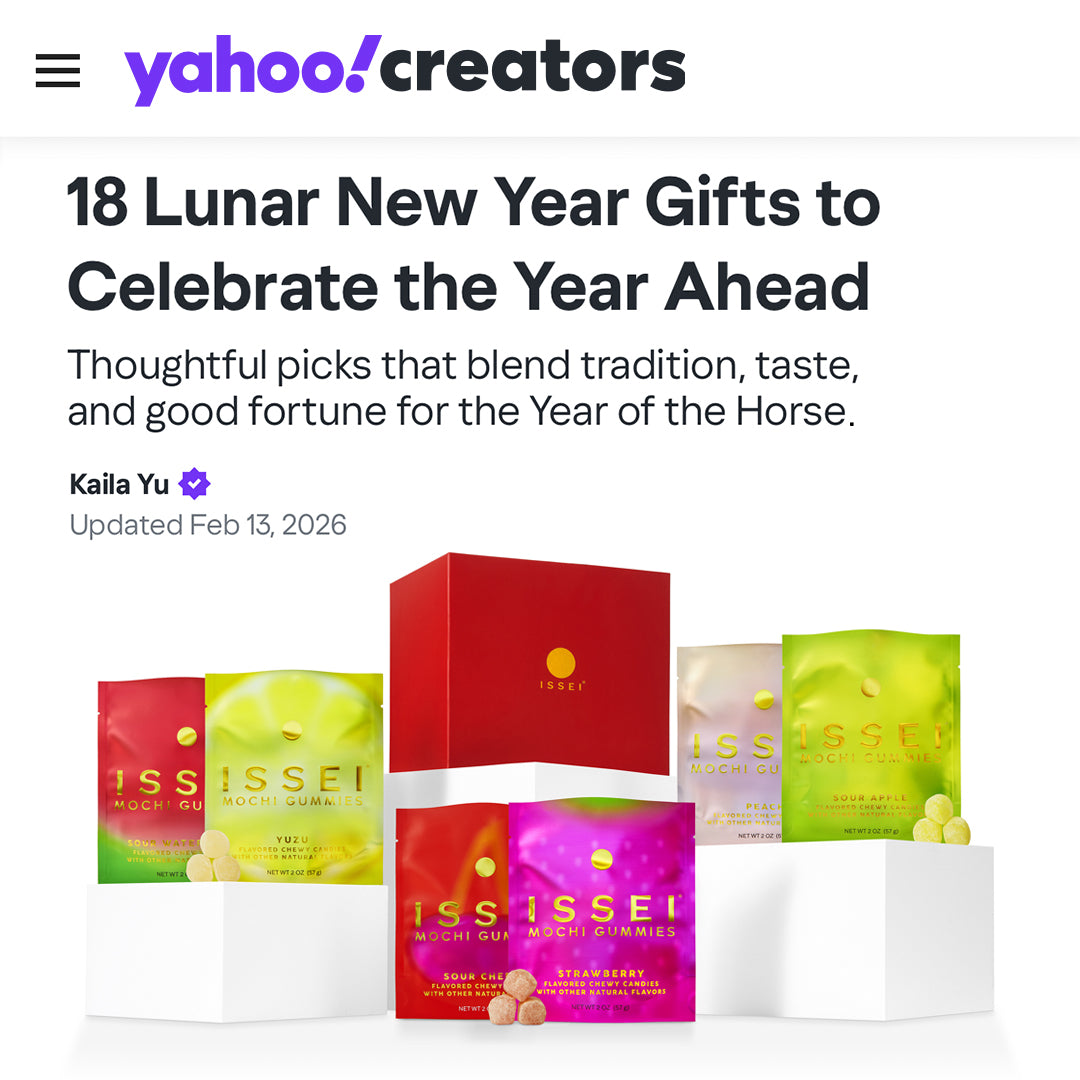 Yahoo Creators article about Lunar New Year gifts with ISSEI products displayed.