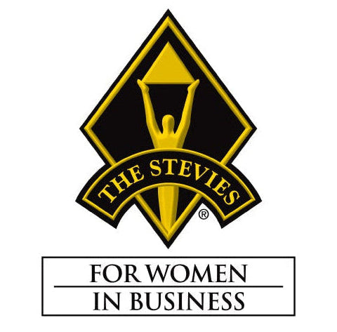 Stevie Awards 2025 winner badge for women in business on a white background