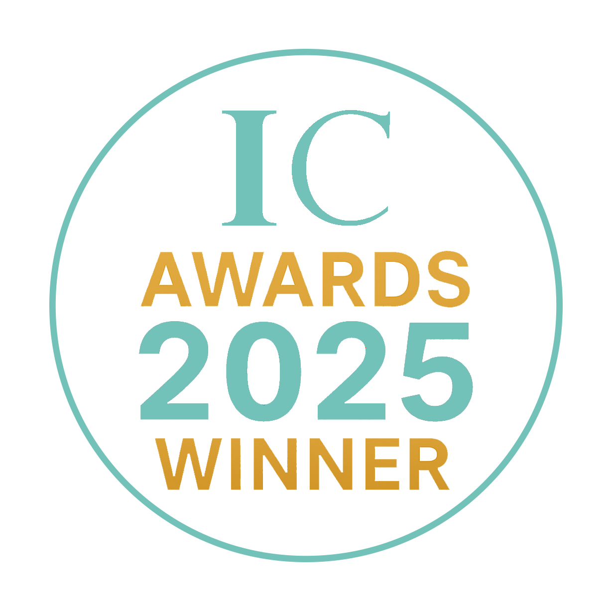 Badge indicating 'IC Awards 2025 Winner'  on a white background.
